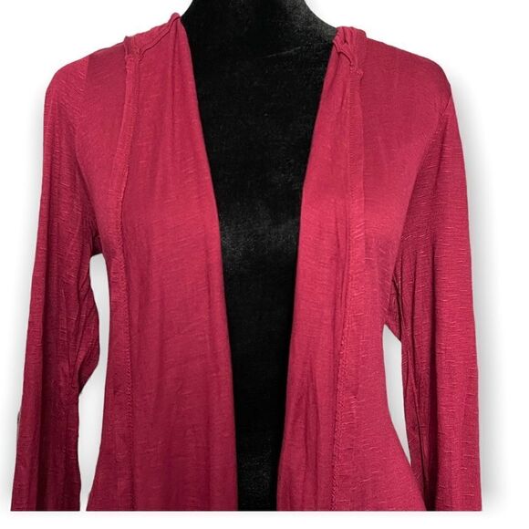 Fury Distressed Cutout Duster Cardigan Women's Small Burgundy Boho Casual NEW - Picture 2 of 9